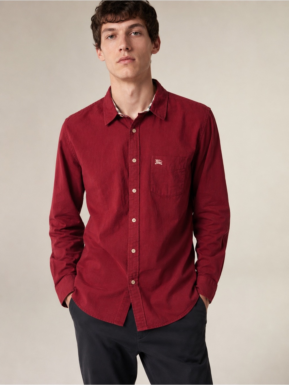BURBERRY‎ LONDON Red Cotton Button Down Shirt Size XXL